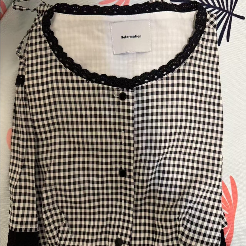 Reformation Valetta Two Piece Remy Check - Picture 5 of 6